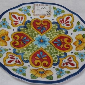 PANAMA JACK SPANISH HEART MEDALLION MELAMINE ROUND DINNER PLATES MULTI-COLOR-S/4